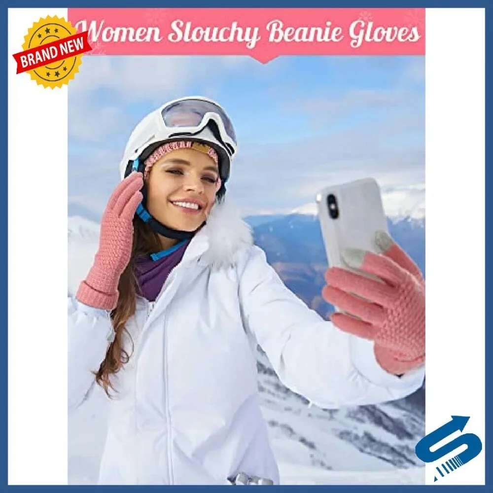 8-Piece Winter Hat & Glove Set, Touchscreen Fleece & Chenille - Picture 6 of 8